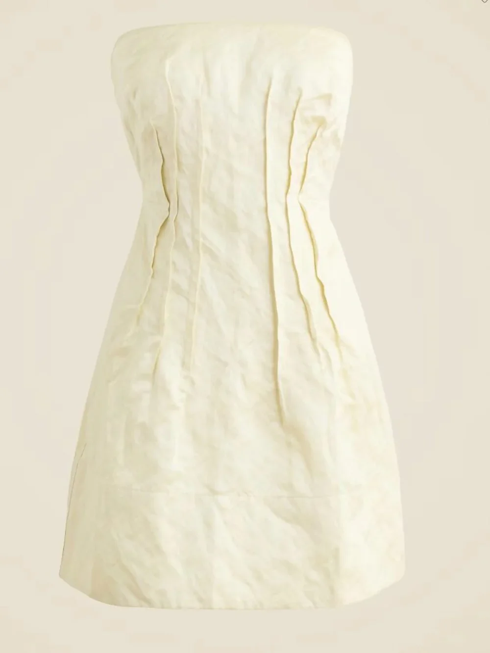 j.crew collection strapless mini dress in memory satin. size: 4. Color: ivory